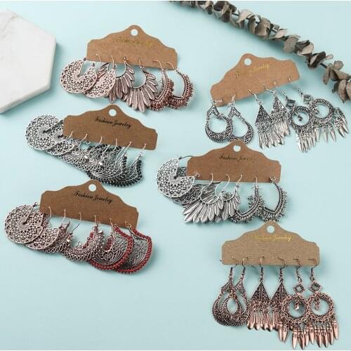 Multiple Rose Golden Silver Color Earrings Set