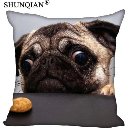 Custom Pillowcase Cover Pug Dog Square Zipper Pillow Cover (Two Sides) Print Your Pictures Cool Pillow Cases