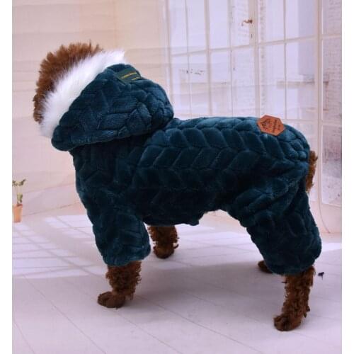 Pet Clothes Cotton Clothes Big Fur Collar British Four-legged Cclothes Dog Coat Cat Clothes Thick Warm Jacket