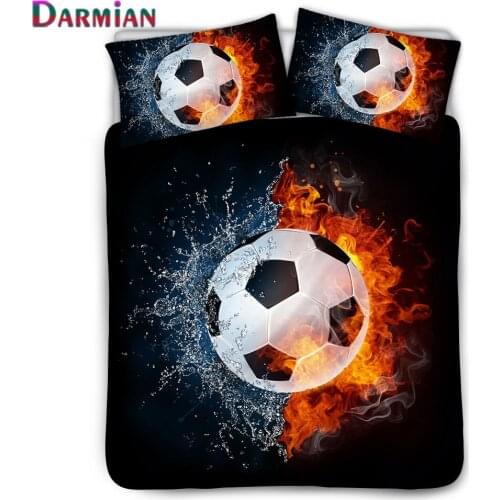 DARMIAN 2021 Cool Flame Football Printed Bedroom Duvet Cover with Pillowcase Boys Rooms Decoration Three-piece Set Customizable