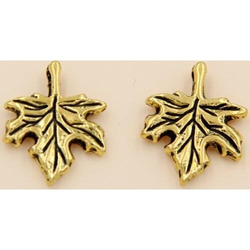Wholesale 40pcs Tibetan Gold Maple Leaf Charms Pendants 17x14.5mm