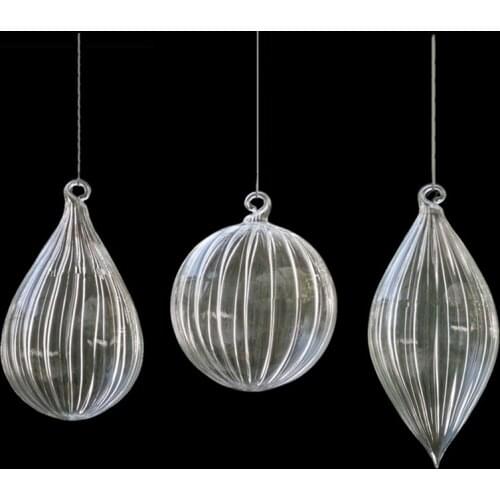 Small Size Christmas Tree Ornament Pendant Striped Glass Ball Christmas Day Glass Gifts Hanging Decorative Glass Globe