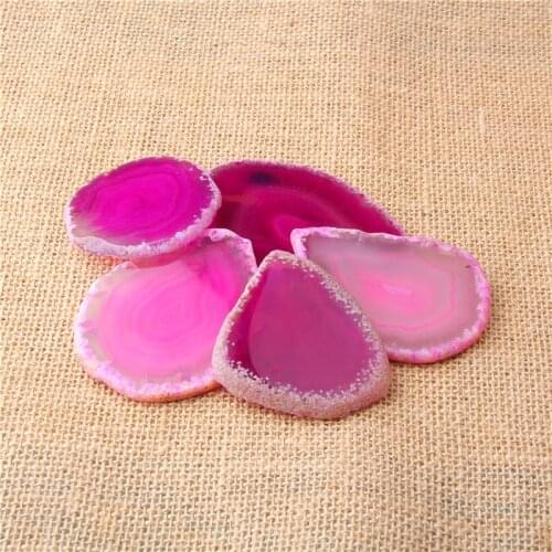 Rose pink Natural agates slice no hole druzy jewelry making finding stone slice finding gifts handmade 50-80mm 40g finding diy