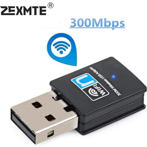 ZEXMTE 300Mbps Wi-Fi Network Adapter for PC/Desktop/Laptop RTL8192 Chipest Mini Travel USB wifi Reciver Support Mac OS X