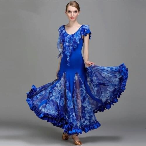 Blue Standard Ballroom Dance Dresses Ballroom Waltz Dresses for Ballroom Dancing Flamenco Dress Modern Dance Costumes Dance Wear