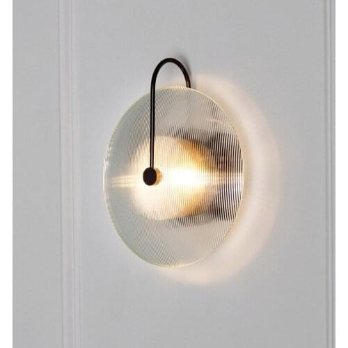 Modern Glass Wall Sconces Lighting Black Round Wall Mount Light Nordic Simple Bedside Wall Fixtures Lighting Indoor