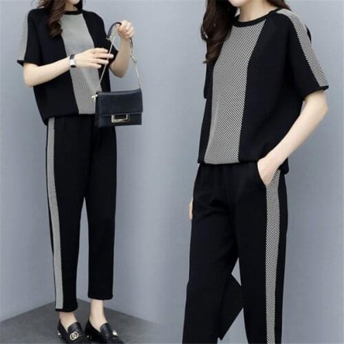 Tracksuit Women Two Piece Set Summer Clothes Short Sleeve T-shirt Top and Pants Suit Casual Loose Womens Sets Sportswear Outfit