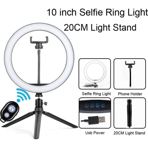 Ring Light LED Selfie Stand Tripod Dimmable Bluetooth YouTube Lamp Photo Video Camera Phone For Makeup Live Fill Light