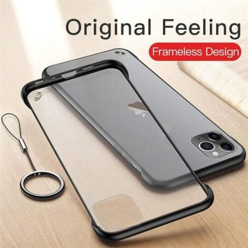 Slim Thin Frame Less Matte Phone Case for iPhone 11 Pro Max X XS XR 7 8 Plus SE 2020 Transparent Hard Shockproof Protective Case