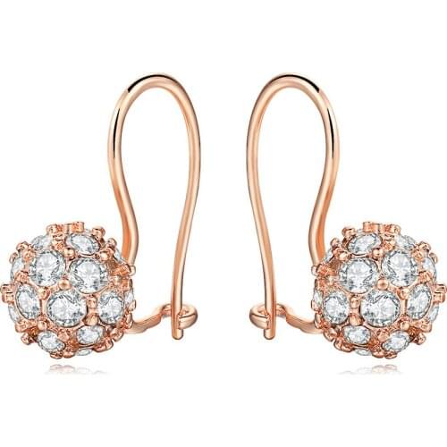 Trendy Ear Clip Earrings For Women Girls Ball Shaped Earing AAA+ Cubic Zirconia Party Gift Fashion Jewelry E688