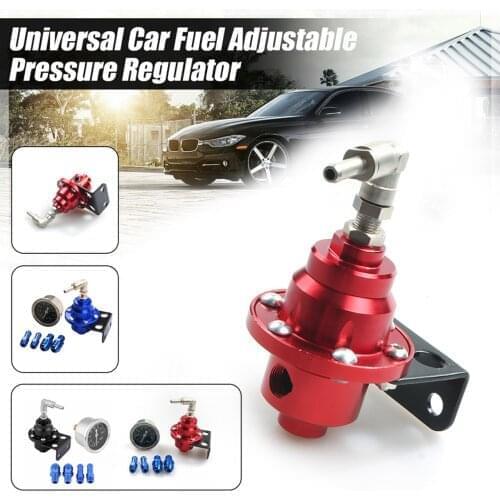 Universal Adjustable Aluminum Fuel Pressure Regulator With Gauge Kit Black Red Silver Blue