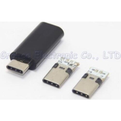 USB3.1 C Type Version 2.0 male plug with PCB Board with plastic shell Welded wire type