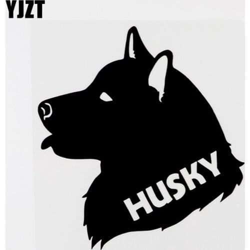 YJZT 15CM×16.2CM For Animal Husky Interesting Vinyl Car Sticker Decal Black/Silver 8C-0282
