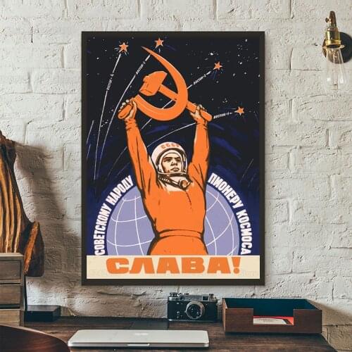Vintage Soviet Propaganda Space Will Be Ours Posters Long Live The Soviet People The Space Pioneers Canvas Painting Wall Decor