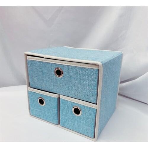 Linen-Like Art, Two-Layer Three-Drawing Storage Box, Multifunctional Foldable Simple Underwear And Sundries Storage Box