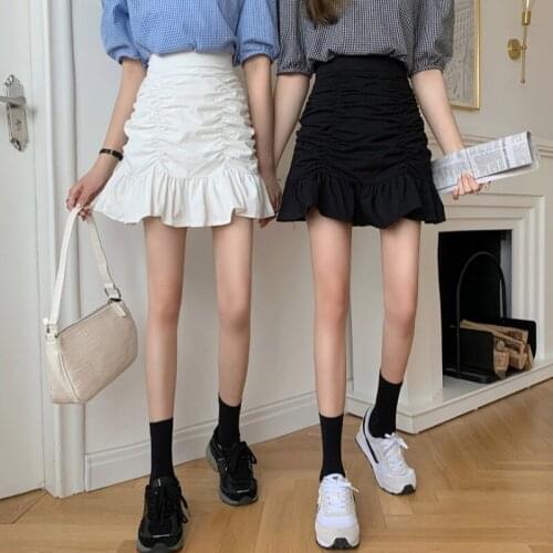 Spring 2021 new a-line skirt Korean version of the French high-waist solid color wild thin bag hip short skirt