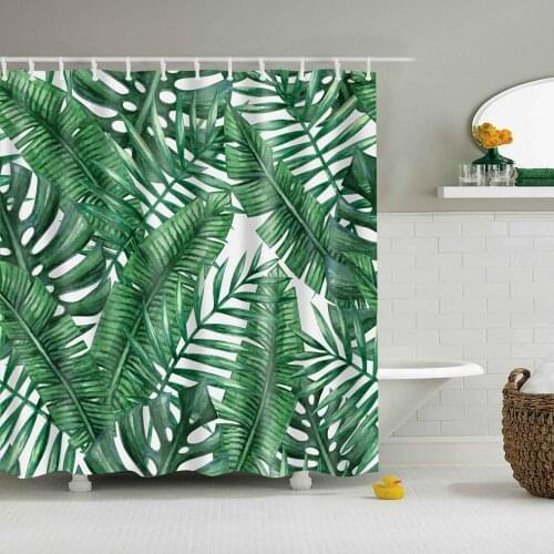 Dafield Tropical Shower Curtain Forest Plants Artificial Palm Trees Bathroom Print Leaf With Hooks