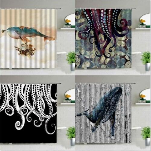 Octopus Squid Curtains in the living room Shower curtain curtains for room hall Curtain for kitchen Curtains shower curtain set