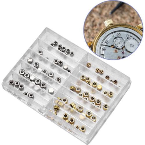 Professional Watch Crown Part Replacement Assorted Gold & Silver Stainless Steel Watch Accessory Repair Tool Kit For Watchmakers