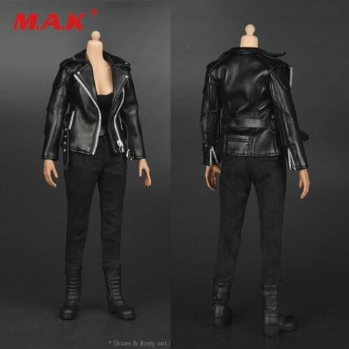 1:6 Scale Female Clothes Women Cool Black Leather Jacket Suit for 12 inches Action Figure Toys Accessories
