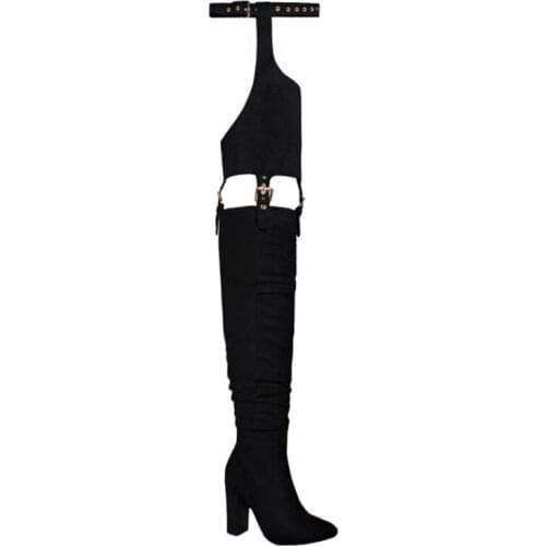 MKKHOU Fashion Over-the-knee Boots Women 2020 New Detachable Boot Pant Chunky Heel 11cm High Heel Thigh-High Boots Winter Boots