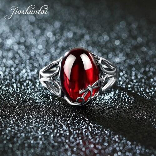 JIASHUNTAI Vintage 925 Sterling Silver Rings For Women Natural Semi-precious Stone Retro Thai Silver Jewelry Dragonfly Design