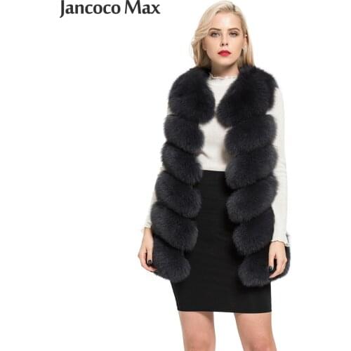 Jancoco Max 2019 New Real Fox Fur Long Vest Autumn Winter Warm 6 Rows Gilet Women Casual Soft Waistcoat Top Quality S7167