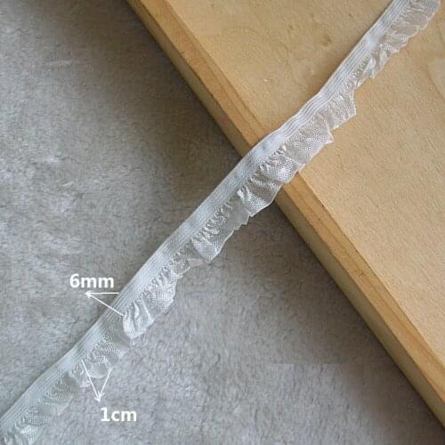 1.6cm 10meter Milk White /Light Blue Small Size Stretch Belt Lace Ribbon Elastic Garment Ruffle Lace Trim X124