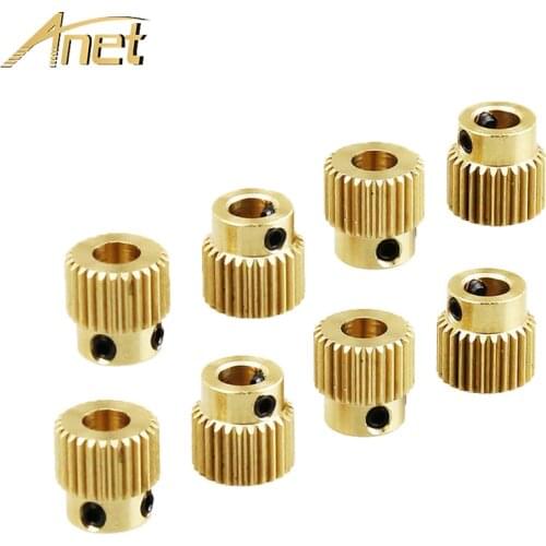 10PCS Anet 3D Printer 26 Tooth Gears Brass Extrusion Wheel Extrusion For Extruder Filament Loading Feeding