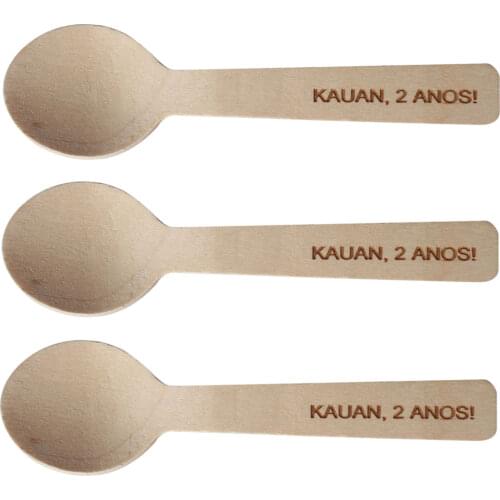100pcs Small Wood Spoons 2nd Birthday Baby Shower Mini Ice Cream Cake Spoons Custom Engraved Home Bar Tea Coffee Spoon