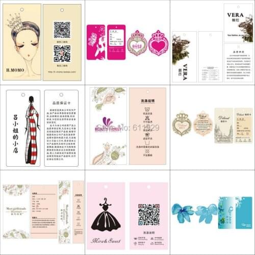 Women clothing custom paper swing tags/clothing labels/dress tags/brand/garment printed labels/brand name 1000 pcs a lot