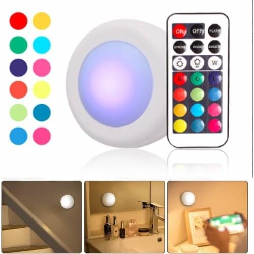 13Colors LED Under Cabinet Light Dimmable Touch Sensor LED Puck Lights for Cupboard Close Wardrobe Stair Hallway Night Lamp