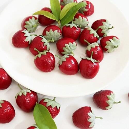 15pcs simulation model fake fruit prop Simulation Model Fake Fruit And Vegetable Props Light Foam Strawberry Decoration
