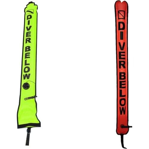 2Pcs 115cm Scuba Diving Surface Marker Buoy Signal Tube Sausage SMB Gear for Underwater Diving Snorkeling,Yellow & Red