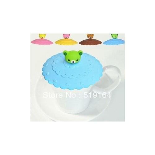 2PCS/LOT High Quality Lovely Silicone Water Cup Lid Bear Shape Anti-dusty Cover