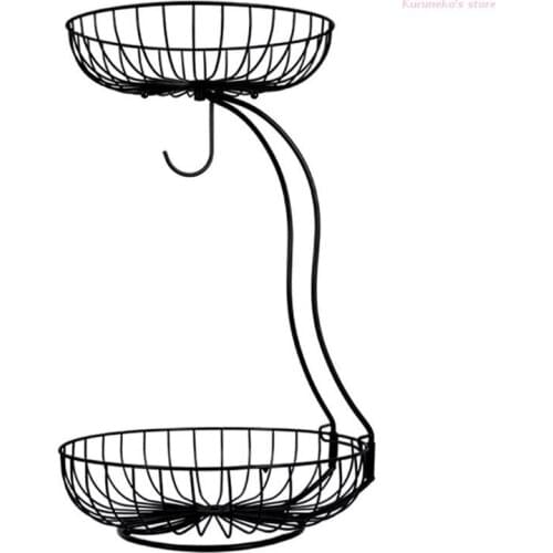 Neko 2-Tier Countertop Fruit Basket Bowl with Banana Hanger Home Creative Decoration Dining Table Organizer for fruits Snacks