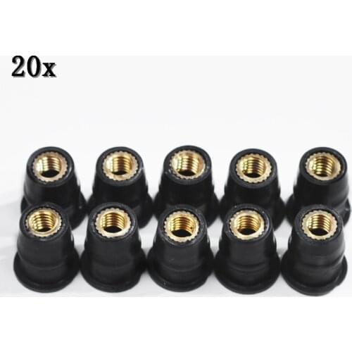 20Pcs/Set M5 5mm Metric Rubber Well Nuts Windscreen Windshield Fairing Cowl For Honda For Suzuki Auto Motorbike Off-road