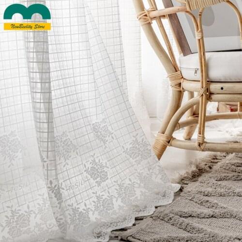 2021American Pastoral Country Art Style Tulle Curtains for Small Fresh Floral Living Room Bedroom Curtains Custom