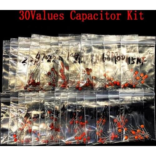 300pcs 30value Ceramic Capacitor Set Pack 2PF-0.1UF Electronic Components Package Capacitor Assorted Kit Samples Diy