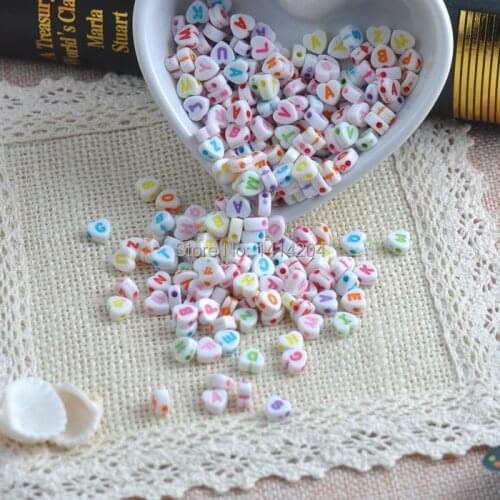 400Pcs Mixed White Acrylic Vintage Style Alphabet/Letters Pony Beads For Jewelry Making 7x3mm YKL0148