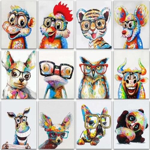 5D DIY Diamond Painting Kit Paint Animals Horse Dog Cat Tiger Owl Pig Cartoon Full Square&Round embroidery mosaic Cross stitch