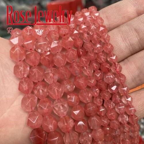 Natural Faceted Smooth Watermelon Red Stone Beads For Jewelry Making DIY Bracelet Accessories 15"Strand Wholesale Price 6/8/10mm