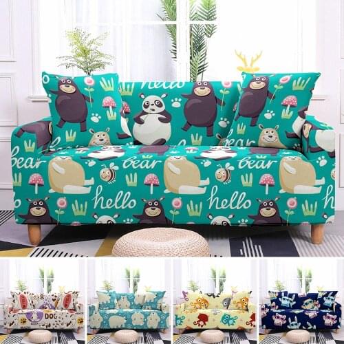 Cartoon Pattern All-wrapped Sofa Cover Sofa Slipcover Elastic Stretch Couch Cover For Living Room Loveseat Corner Sectional Sofa