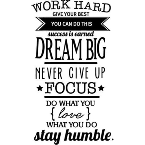 Office Motivational Quotes Wall Sticker Never Give Up Work Hard Vinyl Wall Decal 4235