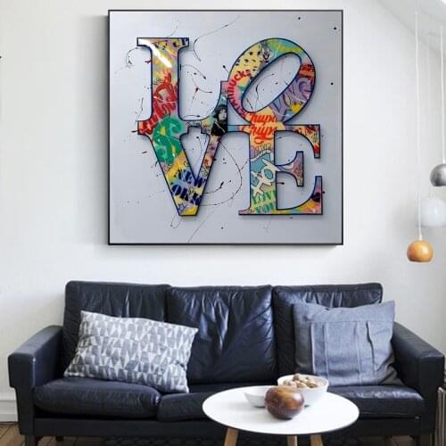 Graffiti Colorful Letter Love Art Canvas Print Painting Abstract Wall Picture Living Room Bedroom Home Decoration Poster