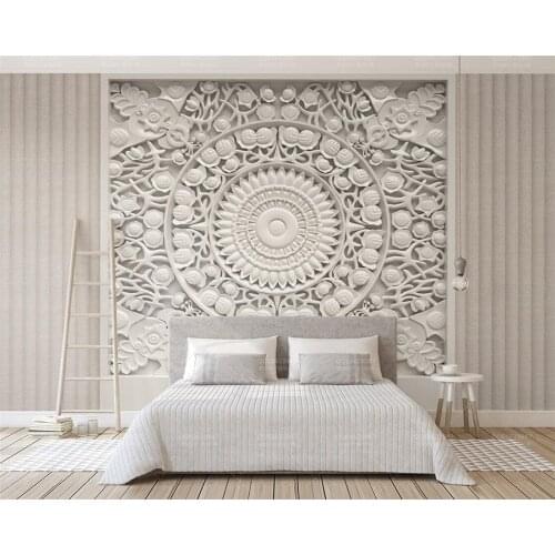 Custom Any Size Mural Wallpaper Modern White gypsum flower 3d relief Photo Wall Mural Living Room Bedroom Home Decor wallpaper