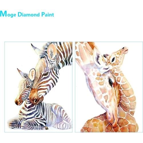 Animal Mother and Child Diamond Painting Giraffe Zebra Round Full Drill Cartoon Nouveaute DIY Mosaic Embroidery 5D Cross Stitch