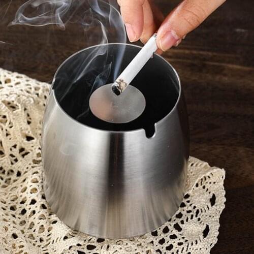 Stainless Steel Ashtra Y With Lid Windproof Round Ashtra Y For Indoor & Outdoor Home Furnishing Ornaments New Arrival