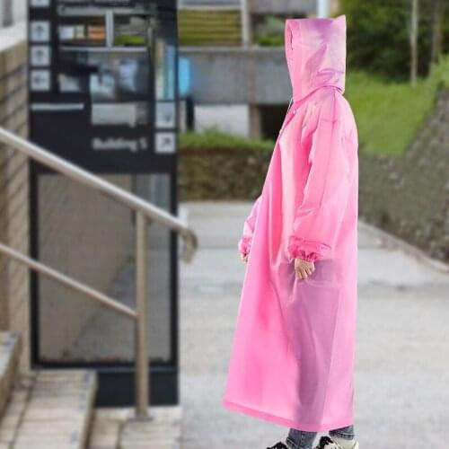 Fashion Women men EVA Transparent Raincoat Portable Outdoor Travel Rainwear Waterproof Camping Hooded Ponchos Plastic Rain Cover