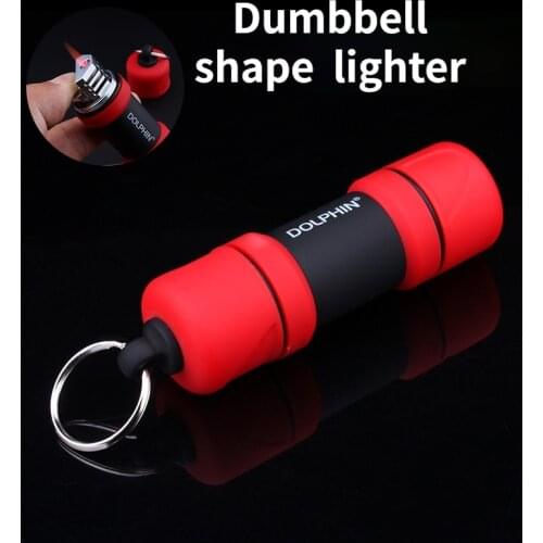 Outdoor Waterproof and Windproof Lighter Blister Dumbbell Shape Strange Personality Lighters Butane Inflatable Mens Gadget Gift
